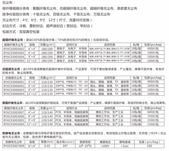 無(wú)塵布系列